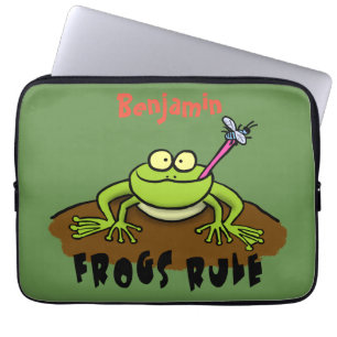 Housse Pour Ordinateur Portable La grenouille règle drôle dessin de grenouille ver