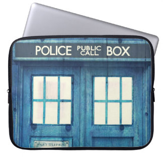 Housse Pour Ordinateur Portable La police vintage téléphone la cabine téléphonique
