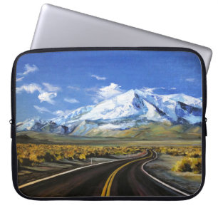 Housse Pour Ordinateur Portable la route vers les montagnes huile peintingasphalt,