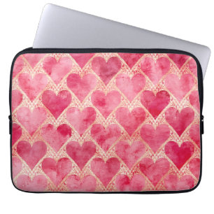 Housse Pour Ordinateur Portable La Saint-Valentin, motif de coeur d'amour rose rou