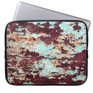 Housse Pour Ordinateur Portable La texture d'un fer rouillé et d'un bleu fortement