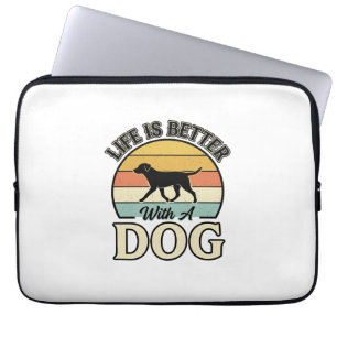 Housse Pour Ordinateur Portable La vie est meilleure avec un chien vintage shirt d