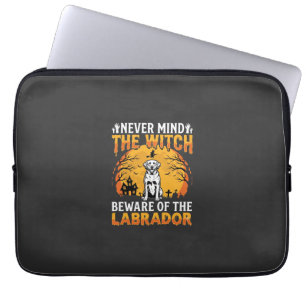 Housse Pour Ordinateur Portable Labrador Halloween Attention au Chien
