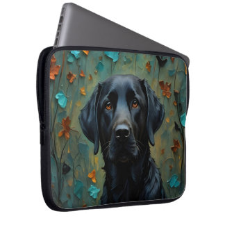 Housse Pour Ordinateur Portable Labrador noir en Feuille