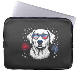 Housse Pour Ordinateur Portable Labrador patriotique avec lunettes de soleil USA