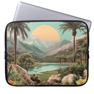 Housse Pour Ordinateur Portable Lac Tropical Surreal Avec Palmiers