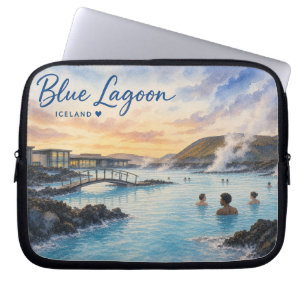 Housse Pour Ordinateur Portable Lagon bleu Islande bain thermal aquarelle