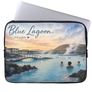 Housse Pour Ordinateur Portable Lagon bleu Islande bain thermal aquarelle