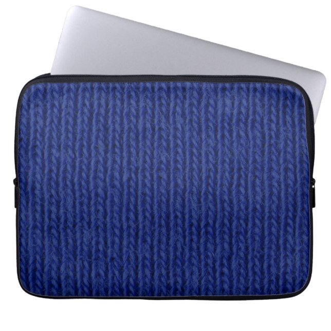 Housse Pour Ordinateur Portable Laine tricotée bleue de près (Devant)