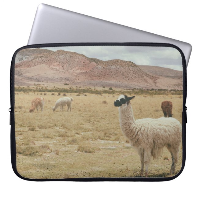 HOUSSE POUR ORDINATEUR PORTABLE LAMA BLANC EN GRASS BROWN (Devant)