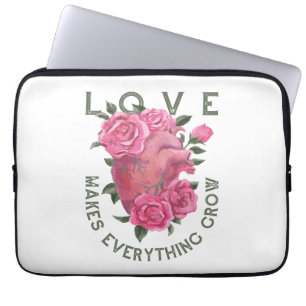 Housse Pour Ordinateur Portable L'amour fait tout grandir - Art Floral Romantique