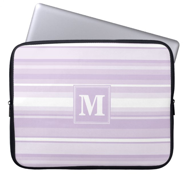 Housse Pour Ordinateur Portable Landes violettes de chardon monogramme (Devant)