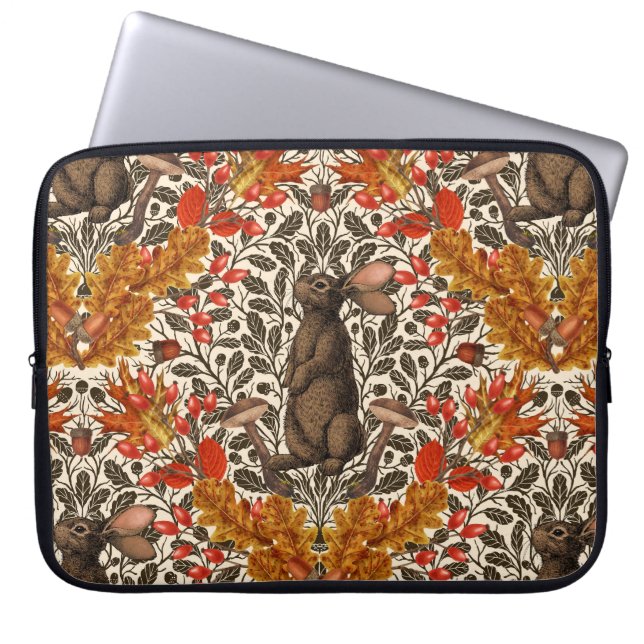 Housse Pour Ordinateur Portable Lapin d'automne sur blanc (Devant)