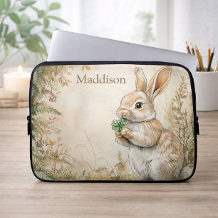 Housse Pour Ordinateur Portable Lapin de bois à l'aquarelle Nom de la nature
