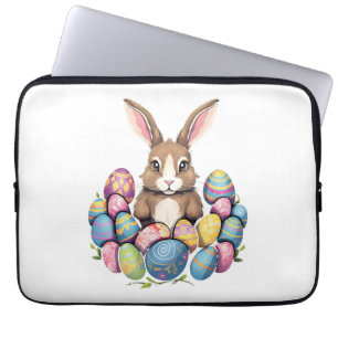 Housse Pour Ordinateur Portable Lapin de Pâques OEufs colorés Chasse aux oeufs de
