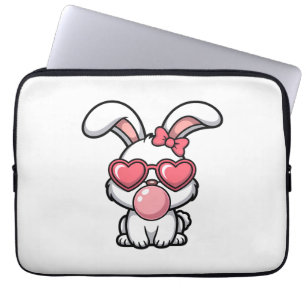 Housse Pour Ordinateur Portable Lapin Kawaii joueur avec bulle de Bubble Gum