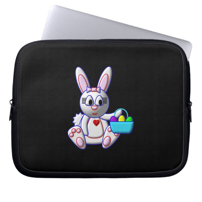 Housse Pour Ordinateur Portable Lapin mignon avec un panier (Devant)