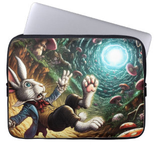 Housse Pour Ordinateur Portable Lapin Panique Tombant Dans Le Trou Du Lapin
