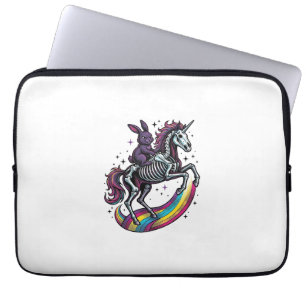 Housse Pour Ordinateur Portable Lapin sombre montant un squelette de licorne vinta