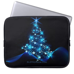 Housse Pour Ordinateur Portable l'arbre de Noël stylisé et lumineux de SlipperyJoe
