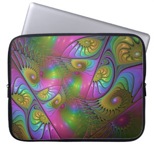 Housse Pour Ordinateur Portable L'art abstrait fractal trippy lumineux coloré