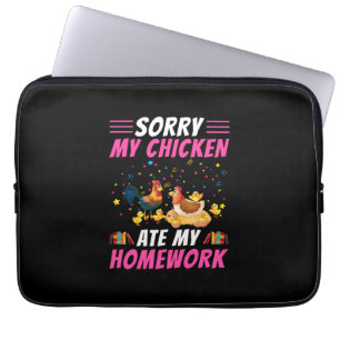 Housse Pour Ordinateur Portable L'art du poulet Mon poulet a mangé mon devoir