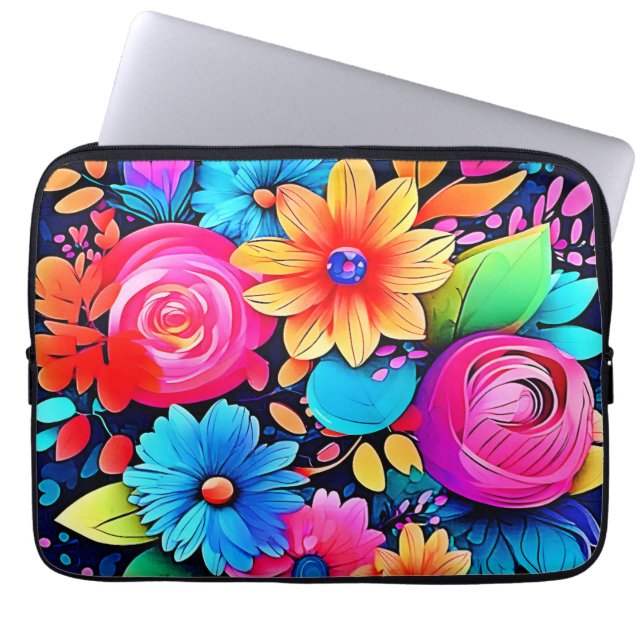 Housse Pour Ordinateur Portable L'art floral animé (Devant)
