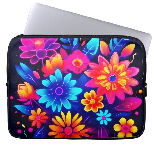 Housse Pour Ordinateur Portable L'art floral du néon (Devant)