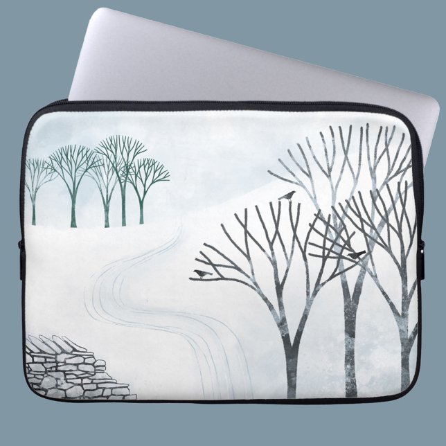 Housse Pour Ordinateur Portable L'Art Paysager De Neige D'Hiver (Snowy winter landscape art padded laptop sleeve)