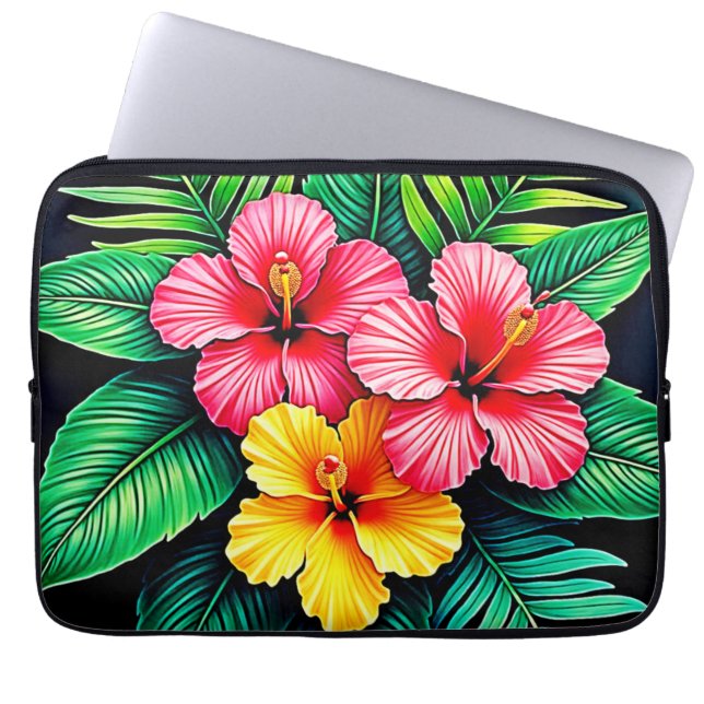Housse Pour Ordinateur Portable L'art tropical des Hibiscus (Devant)