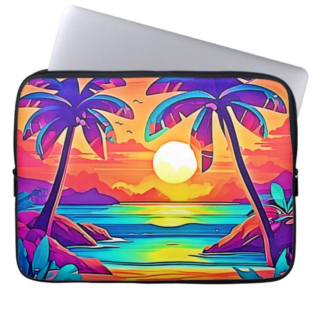Housse Pour Ordinateur Portable L'art tropical du coucher de soleil (Devant)