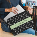 Housse Pour Ordinateur Portable Latticwork Noir Et Blanc, Trellis, Votre Nom<br><div class="desc">Motif marocain élégant,  élégant et raffiné,  en noir. Un cadeau moderne et branché,  parfait pour les amoureux de la latticework dans votre vie. Personnalisez en ajoutant votre nom,  votre pseudonyme,  votre monogramme ou vos initiales.</div>