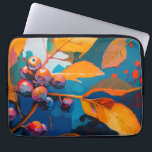 Housse Pour Ordinateur Portable L'automne laisse de l'huile peinte. feuillage d'au<br><div class="desc">Feuilles d'automne et manche d'ordinateur portable de canneberge. Abstrait moderne automne nature huile peinte art dans les couleurs bleu jaune orangé.</div>
