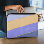 Housse Pour Ordinateur Portable Lavande violette bleu personnalisé Soft Yellow Str<br><div class="desc">Gardez votre nouvel appareil électronique à l'abri des griffes et des griffes grâce à cette élégante pochette d'ordinateur portable en néoprène avec fermeture éclair, lavande, maïs clair jaune et violet pastel, résistant à l'eau rayée, avec fermeture éclair. Avec place pour customiser avec le nom, monogramme ou initiales de votre choix....</div>