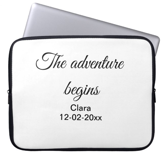 Housse Pour Ordinateur Portable L'aventure commence nom date année lieu (Devant)