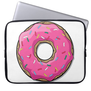 Housse Pour Ordinateur Portable Le beignet rose de bande dessinée avec arrose