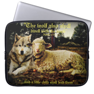 Housse Pour Ordinateur Portable "Le loup s'habitera avec l'agneau"