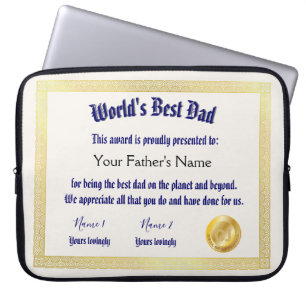 Housse Pour Ordinateur Portable Le meilleur certificat papa du monde Funny moderne