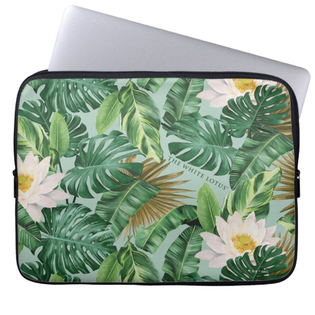 Housse Pour Ordinateur Portable Le Motif blanc Lotus Tropical Canopy (Devant)