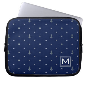 Housse Pour Ordinateur Portable Le motif de pois d'Ancre ajoutent votre initiale