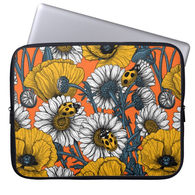 Housse Pour Ordinateur Portable Le pré en jaune et bleu (Devant)