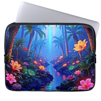 Housse Pour Ordinateur Portable Le rêve enchanté de la forêt de la rivière Vibrant