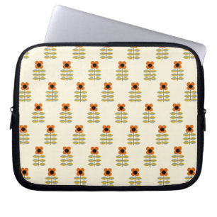 Housse Pour Ordinateur Portable Le Scandinave a inspiré le motif floral orange