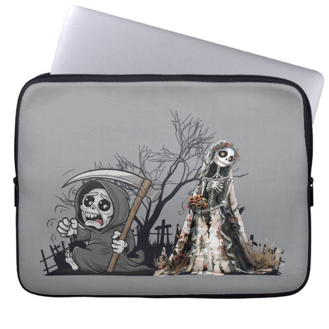 Housse Pour Ordinateur Portable Le squelette et la mariée cadavre. (Devant)