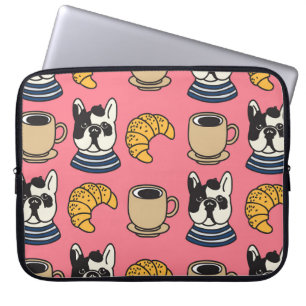 Housse Pour Ordinateur Portable Le taurin français, le café, le thème croissant.