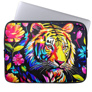 Housse Pour Ordinateur Portable Le tigre dans un rêve floral
