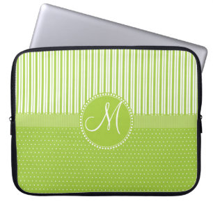 Housse Pour Ordinateur Portable Le vert fait sur commande de monogramme barre le