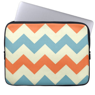 Housse Pour Ordinateur Portable Le zigzag bleu orange de chevron barre le motif de