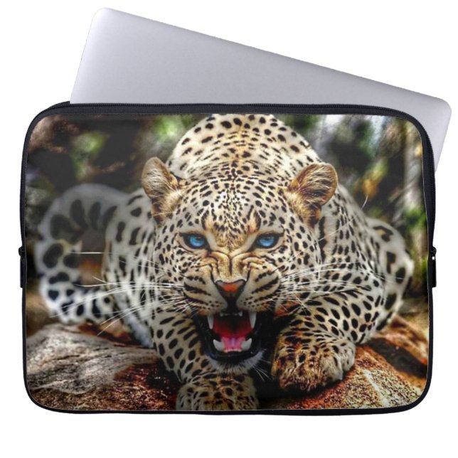 Housse Pour Ordinateur Portable Leopard bleu (Devant)