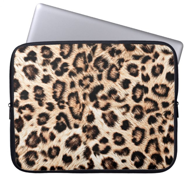 Housse Pour Ordinateur Portable Leopard Design Motif : Wild Elegance. (Devant)